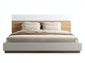 Letto matrimoniale - legno - 216x178x120 cm - bianco-rovere naturale - contemporaneo naturale