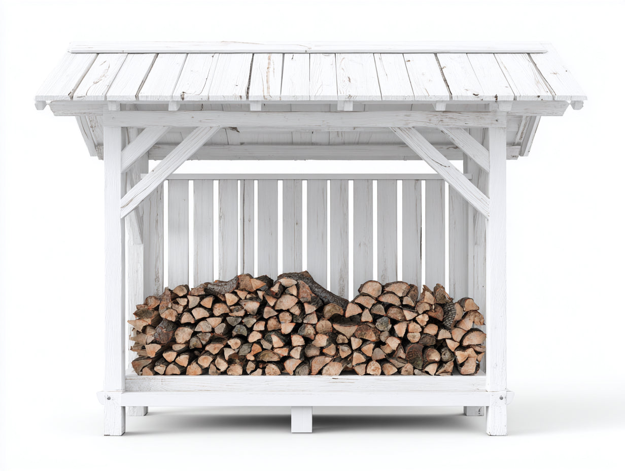 Portalegna - legno - 230 x 86 x 174 cm - Bianco - rustico