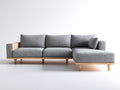 Divano angolare-Tessuto-Legno-282x158x83 cm-Grigio-Legno naturale-Moderno