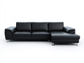 Divano angolare-Similpelle-Metallo-270x156x84 cm-Nero-Cromo-Moderno