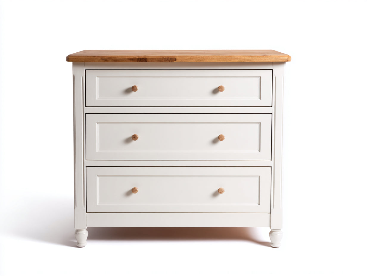 Cassettiera - Legno lavorato-Legno - 105x41x91 cm - Bianco-Rovere - classico