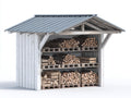 Portalegna - legno-acciaio - 320 x 105 x 238 cm - Bianco-Grigio - rustico
