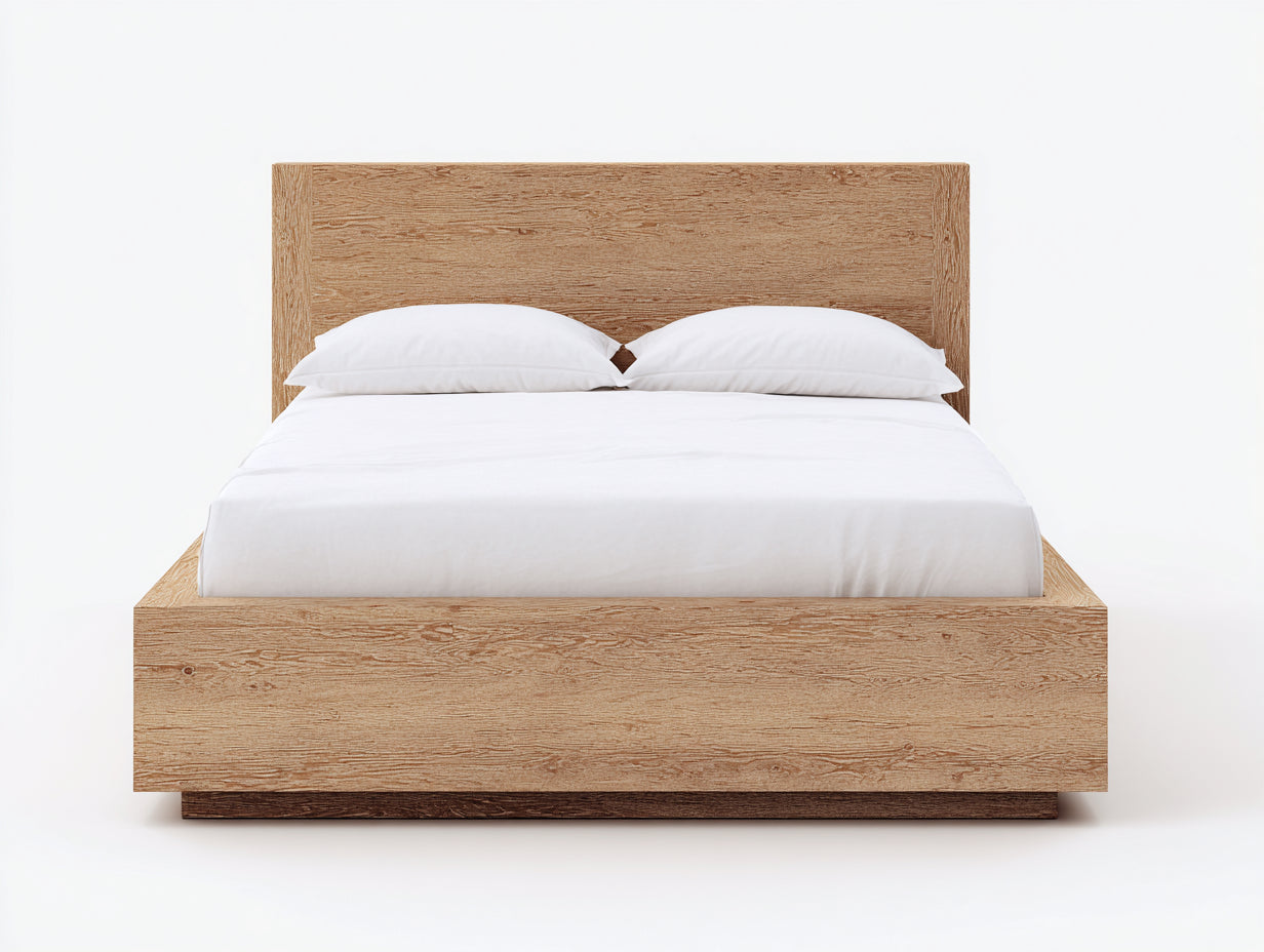 Letto matrimoniale - legno - 214x175x112 cm - rovere chiaro-marrone scuro - minimalista naturale