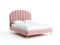 Letto matrimoniale - velluto-metallo - 218x182x132 cm - rosa - conchiglia moderno