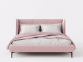 Letto matrimoniale - velluto-metallo - 219x184x122 cm - rosa - elegante con ali laterali